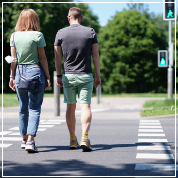 couple crossing street